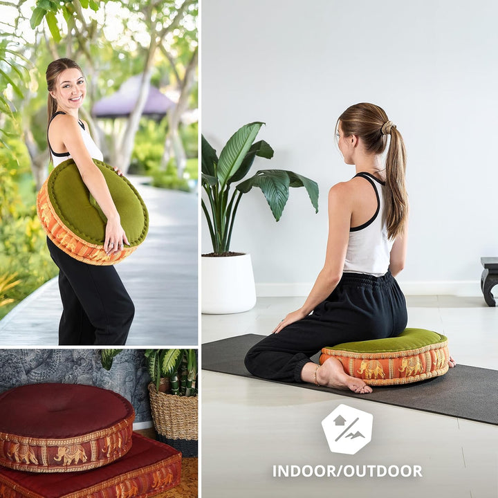 livasia Meditationskissen mit Thaiseide, Yogakissen mit Kapok, Pouf, Bodenkissen für Yoga und Zen Me