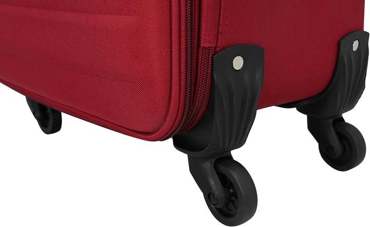 SIGN Stoffkoffer Reisekoffer Trolley (Handgepäck-Mittel-Gross-Set) + 5cm Dehnungsfuge (Weinrot, Gros