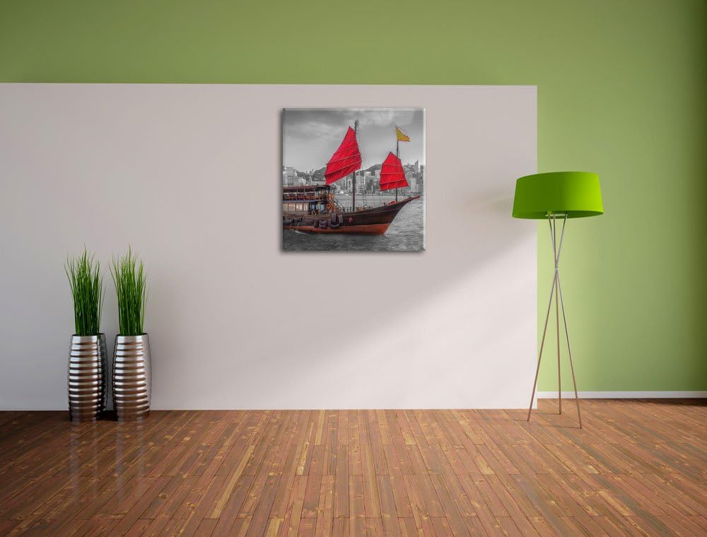 Pixxprint Segelschiff mit Segeln 70x70cm Leinwandbild Wandbild Kunstdruck, 70x70