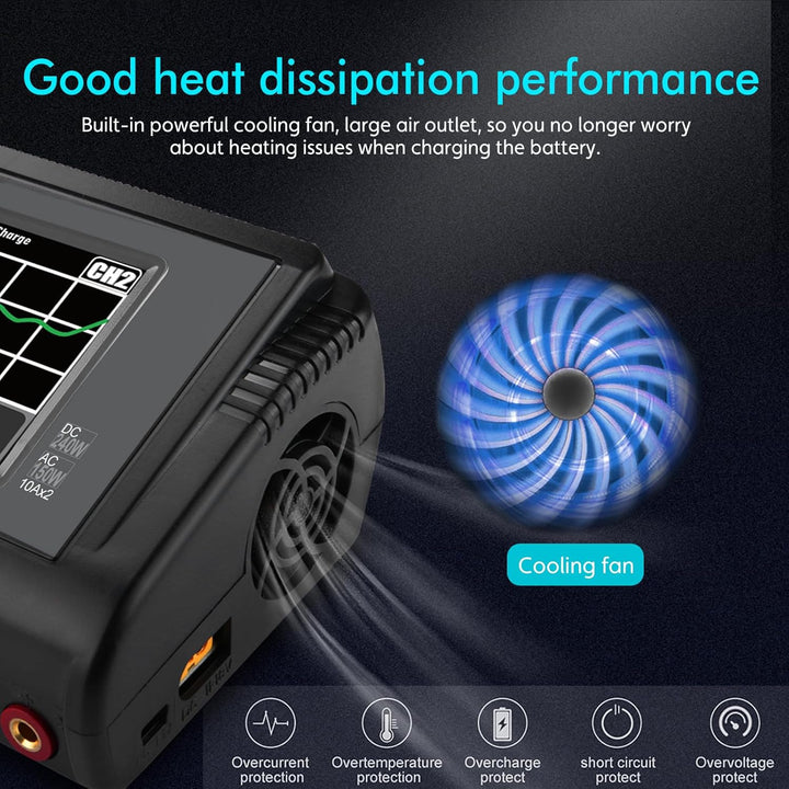 Haisito LiPo Ladegerät, Touchscreen Dual Balance Ladegerät Entlader AC 150W DC 240W 10A für Li-Ionen