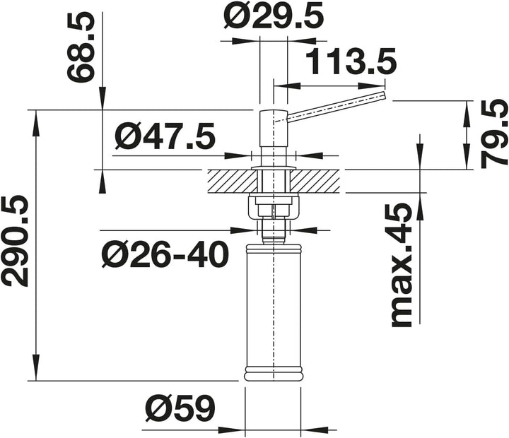 BLANCO TORRE Spülmittelspender PVD steel | Passend zu allen BLANCO-Küchenarmaturen | Bequem von oben