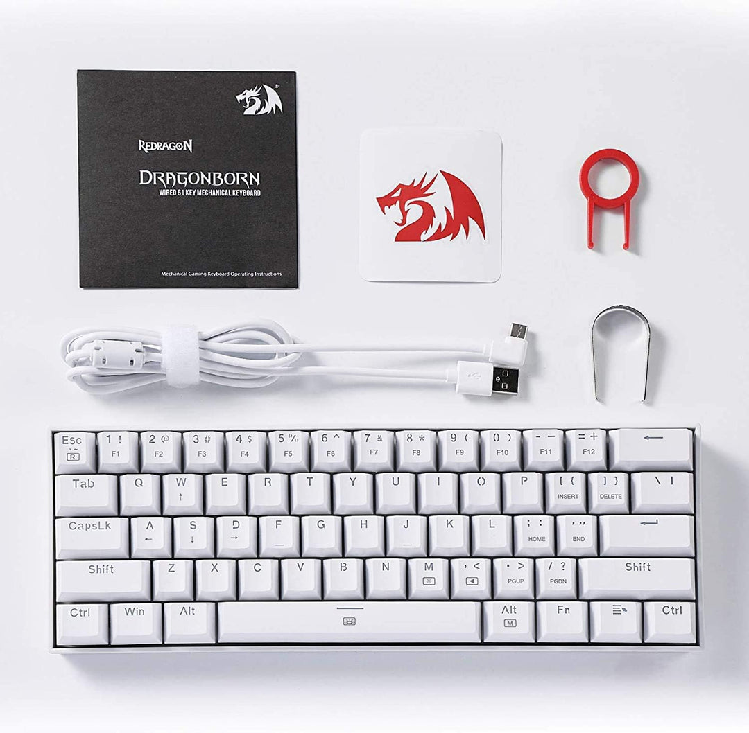Redragon K630 Dragonborn 60% kabelgebundene RGB-Gaming-Tastatur, 61 Tasten kompakte mechanische Tast