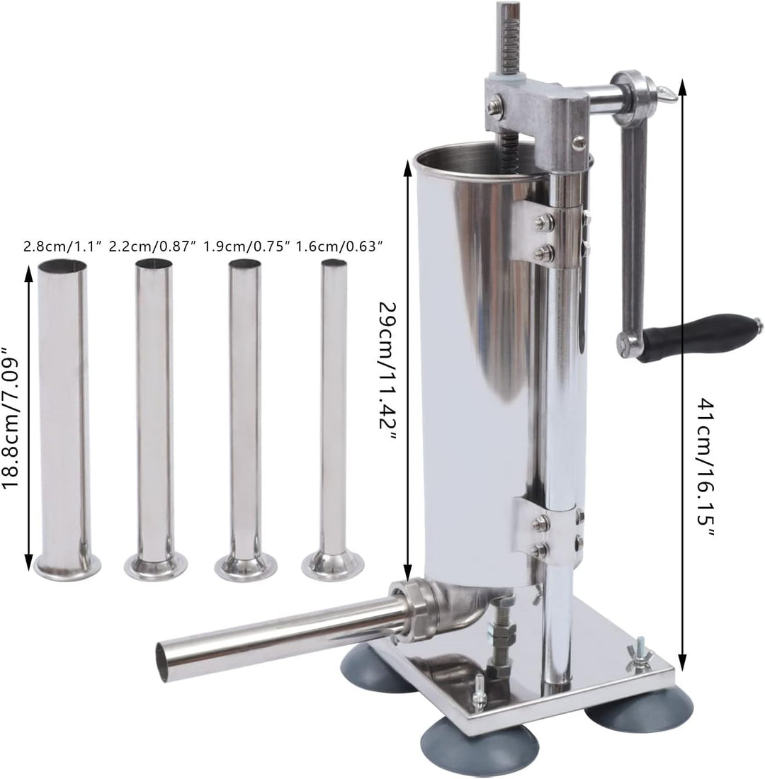 Manuell Wurstfüllmaschine, 3L Wurstfüllmaschine mit 4 Saugnäpfen | 3L Edelstahl Wurstfüller Maschine