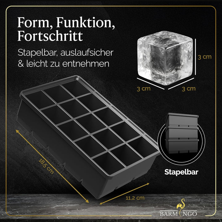 Silikon Eiswürfelform mit Deckel (3er Set) – BPA-freie Eiswürfelform gross/XXL | Grosse Eiswürfel Fo