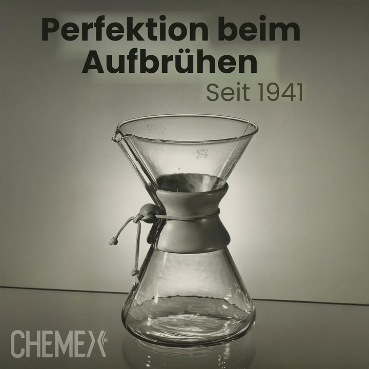 Chemex,CM-6GH,Kaffee AA8Zubereiter, Edelstahl,rostfrei, Farblos, mitGlasgriff, für bis zu 6Tassen mi