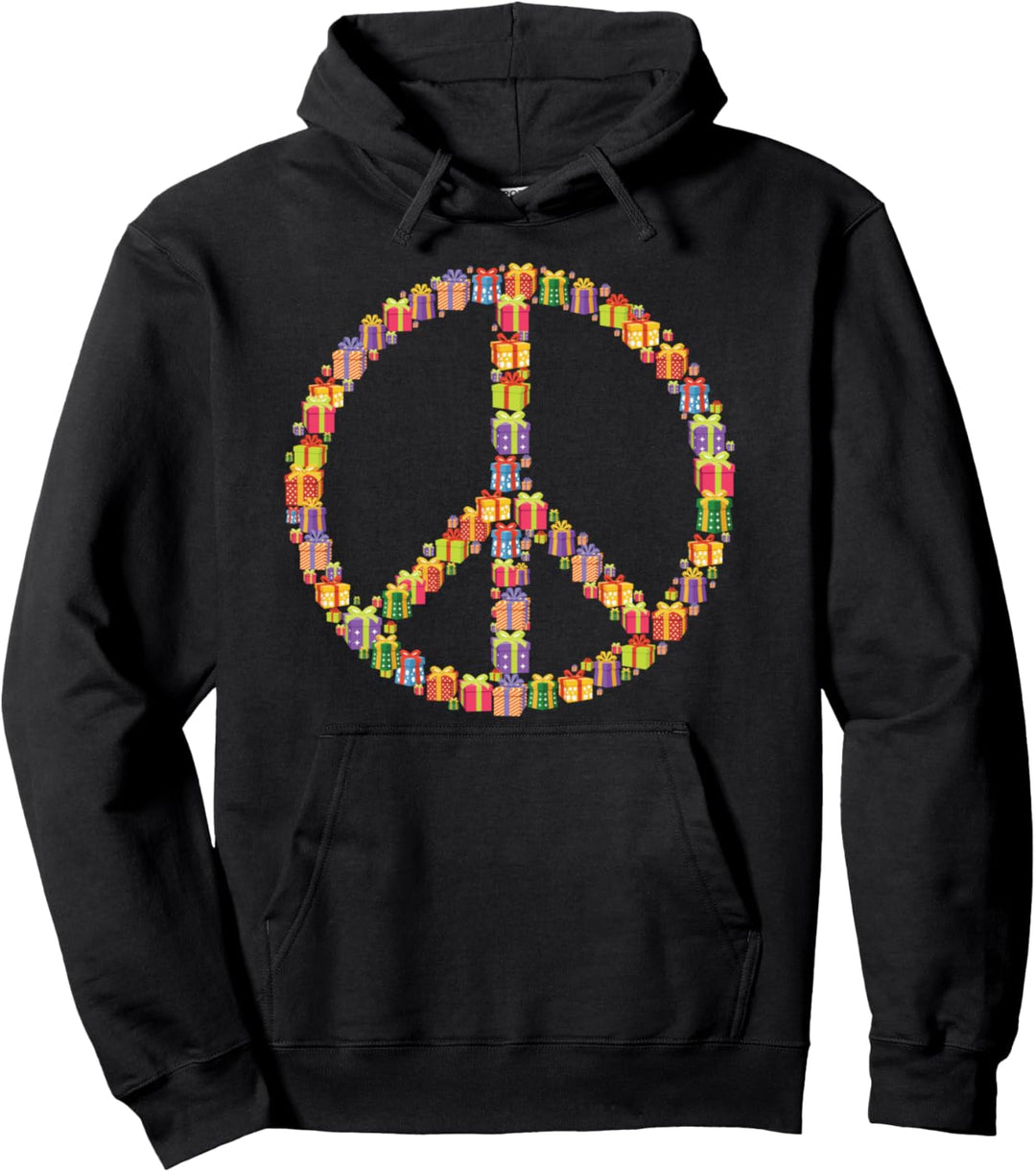 Friedenszeichen Weihnachten Weihnachtsmann Retro Hippie Happ Pullover Hoodie