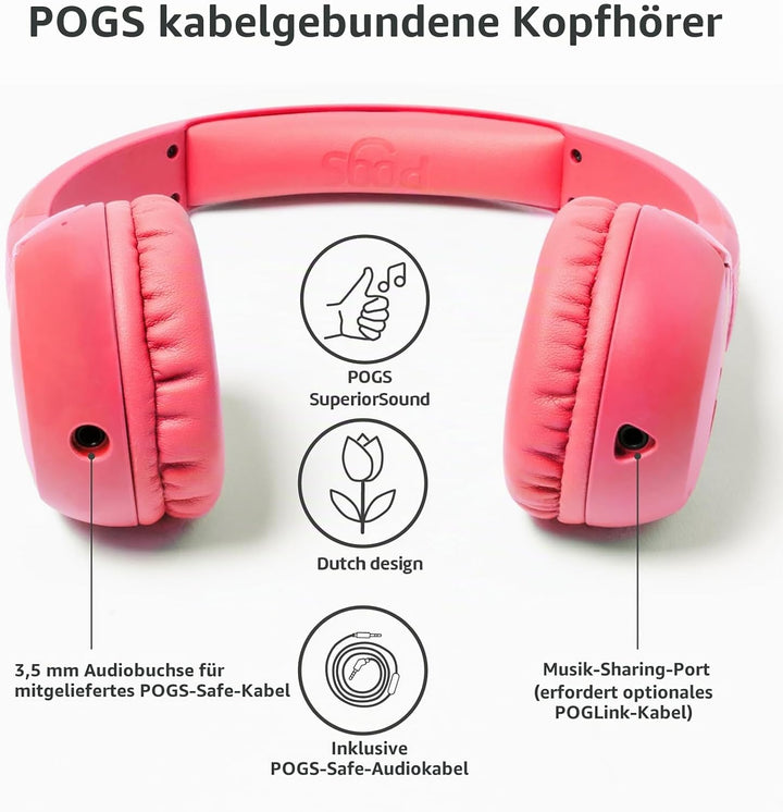 POGS-Kinderkopfhörer mit Kabel | The Elephant 2 | Faltbarer robuster Kinderkopfhörer ab 3 Jahren | L
