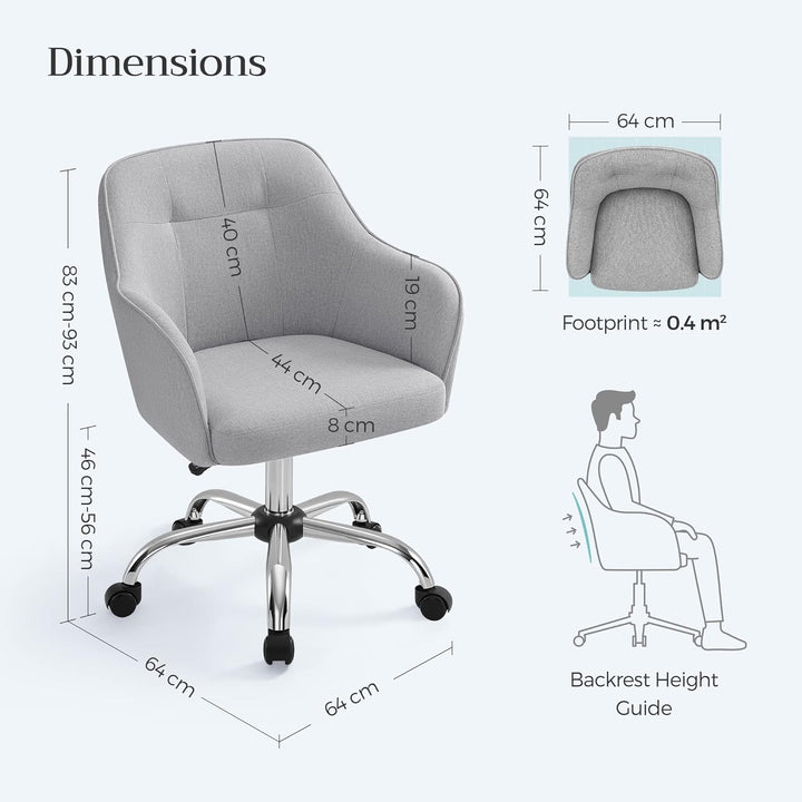 SONGMICS Homeoffice Stuhl, 2er Set, Drehstuhl, Schreibtischstuhl, höhenverstellbar, bis 110 kg belas