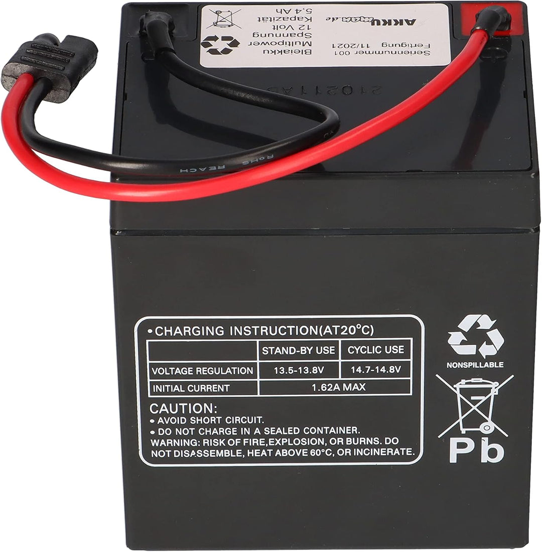 Akkuman.de Akkutechnik vom Fachmann Multipower Blei Akku AGM 12V 5,4Ah mit Stecker für Rasenmäher ko