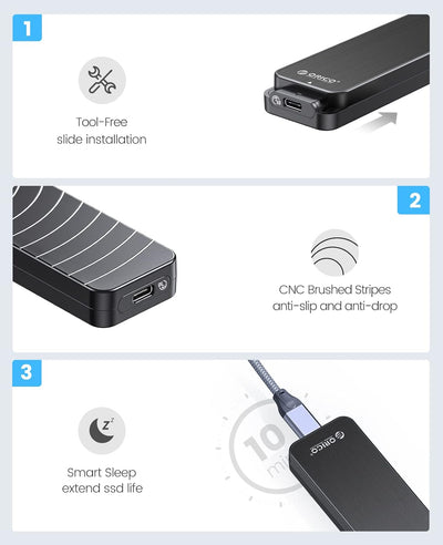 ORICO M.2 NVMe SSD Gehäuse USB-C Adapter 10Gbps USB3.2 Gen2 für PCIe NVMe M-Key/M+B Key SSD（2230/224