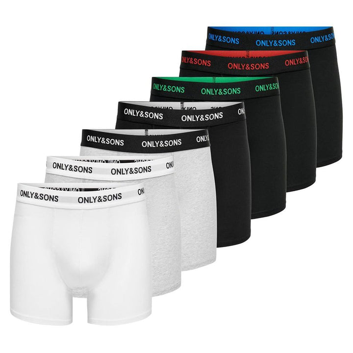ONLY & SONS Herren Boxershorts ONSFITZ SOLID Black Trunk 7er Pack XS - XXL XS Black/Detail:4 Black 1