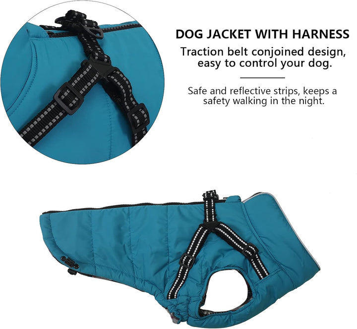 MOREZI Winterhundejacke, wasserdichte Aussenschicht, Fleecefutter, Rückenreissverschluss-Design, mit