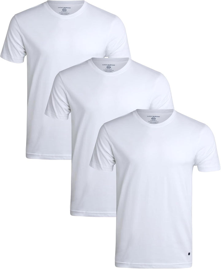 Lucky Brand Mens 3 Pack Crew Tees White S