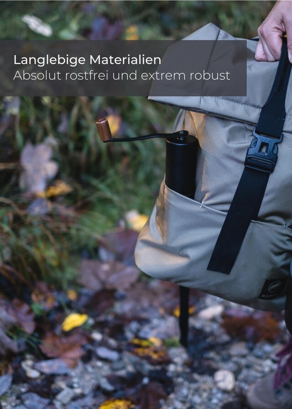 LAMBDA COFFEE® TERRA Kaffeemühle manuell aus Edelstahl und Keramik- Kegelmahlwerk I Leichte Handkaff
