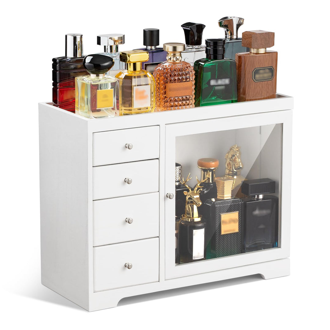 Parfüm Organizer, Holz Herren Parfüm Ständer mit Schublade, Parfüm Regal mit Transparent Sichtbarer