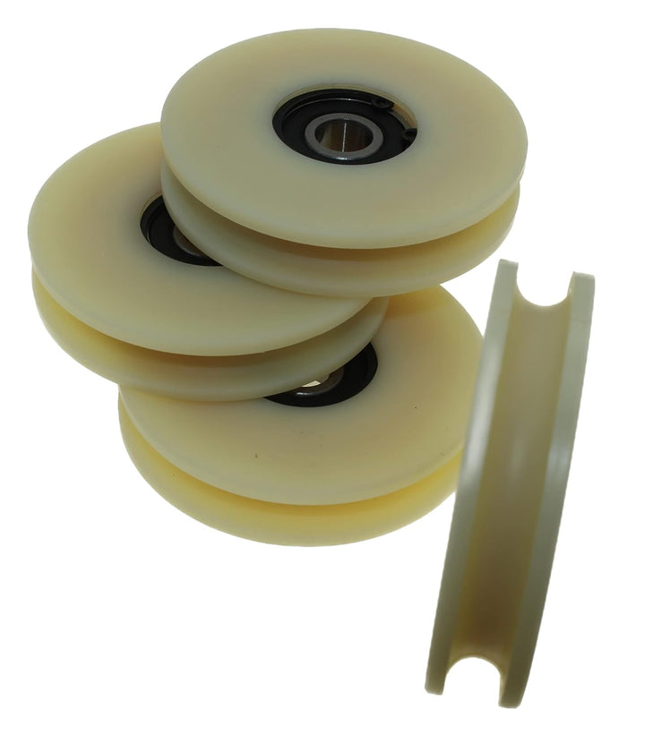 4 Stück x Nylon Seilzug Räder mit Rund 10 mm Groove 80 mm Durchmesser Lager 12 mm 100 kg Kapazität P