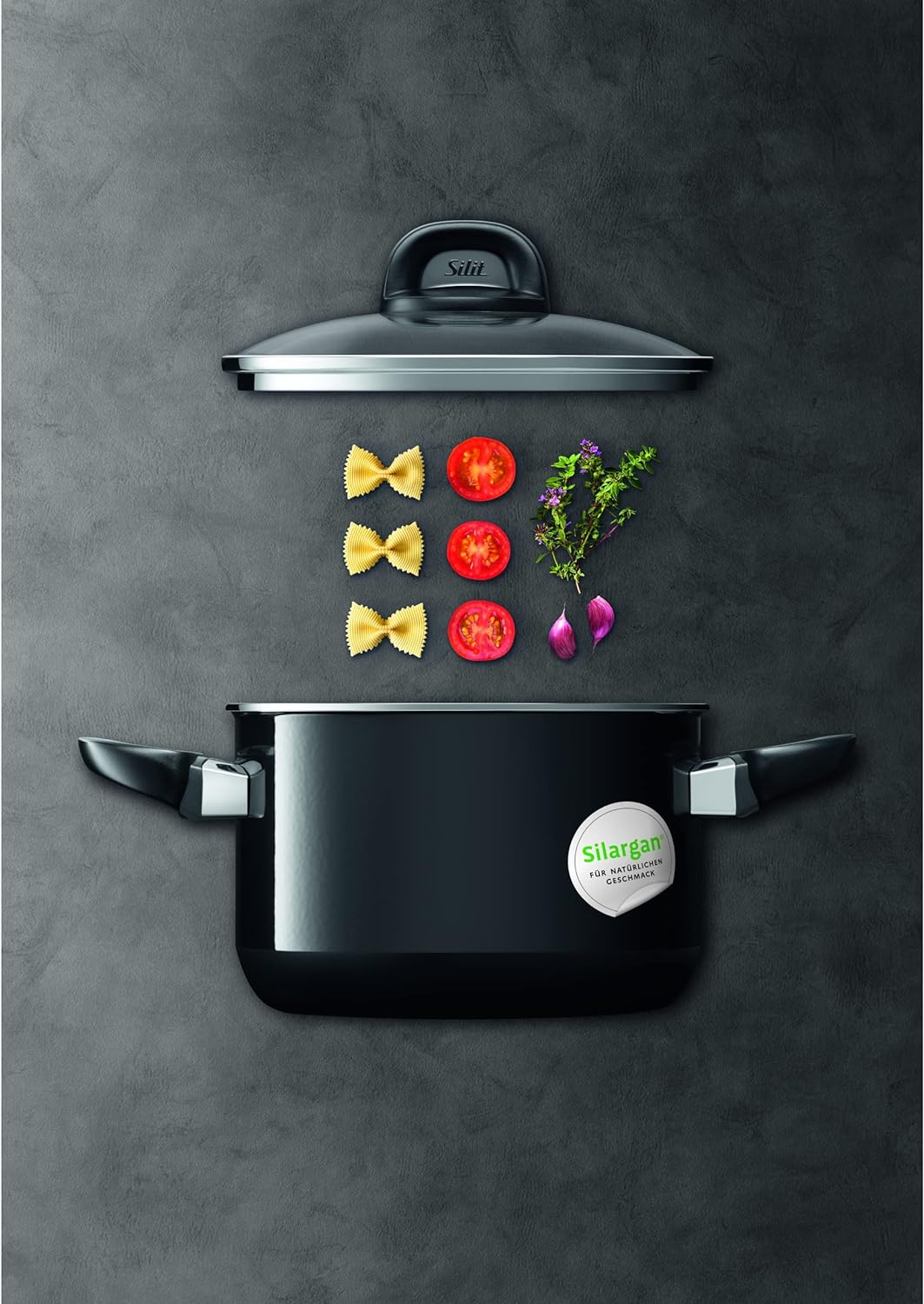 Silit Modesto Line Kochtopf klein 16cm, kleiner Topf mit Glasdeckel, Fleischtopf Induktion 2l, Nudel