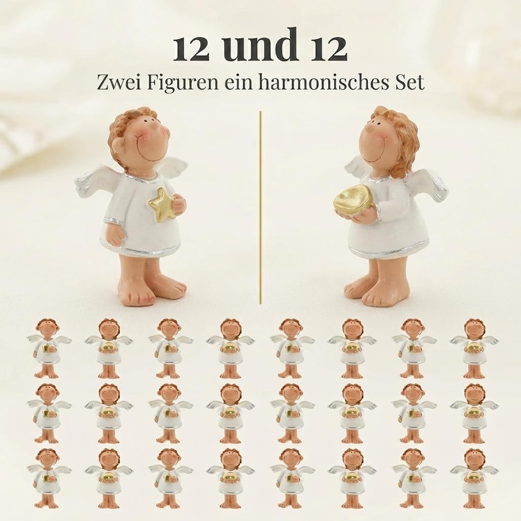 MIJOMA 24 Stück Set Schutzengel in Tüte 2-Fach Sortiert, im 24er Display, Gastgeschenk Glücksbringer