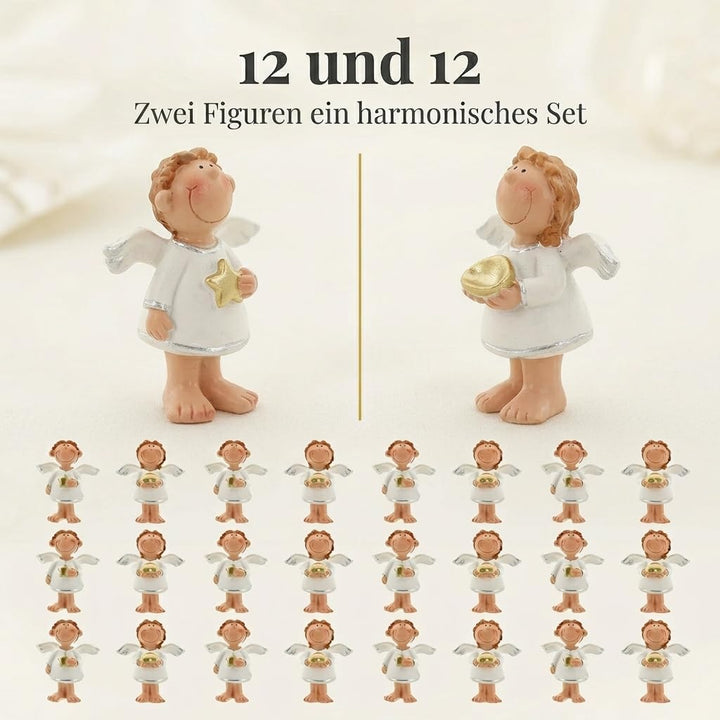 MIJOMA 24 Stück Set Schutzengel in Tüte 2-Fach Sortiert, im 24er Display, Gastgeschenk Glücksbringer