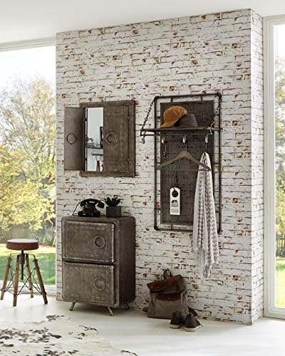 HAKU Wandgarderobe anthrazit, Metall - Masse: B 60 cm x H 120 cm x T 35 cm, Style: Industrial 60 x 3