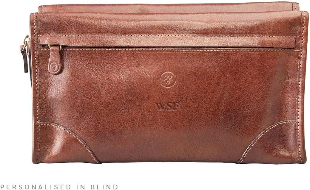 Maxwell Scott - Herren Luxus Leder grosse Kulturtasche Dopp Kit - Handgefertigt aus italienischen Vo