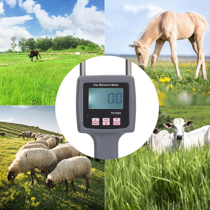 Asixxsix Hay Feuchtigkeitsmesser, Tragbarer Heu-Feuchtigkeitsmesser mit Digitaler Anzeige für Getrei