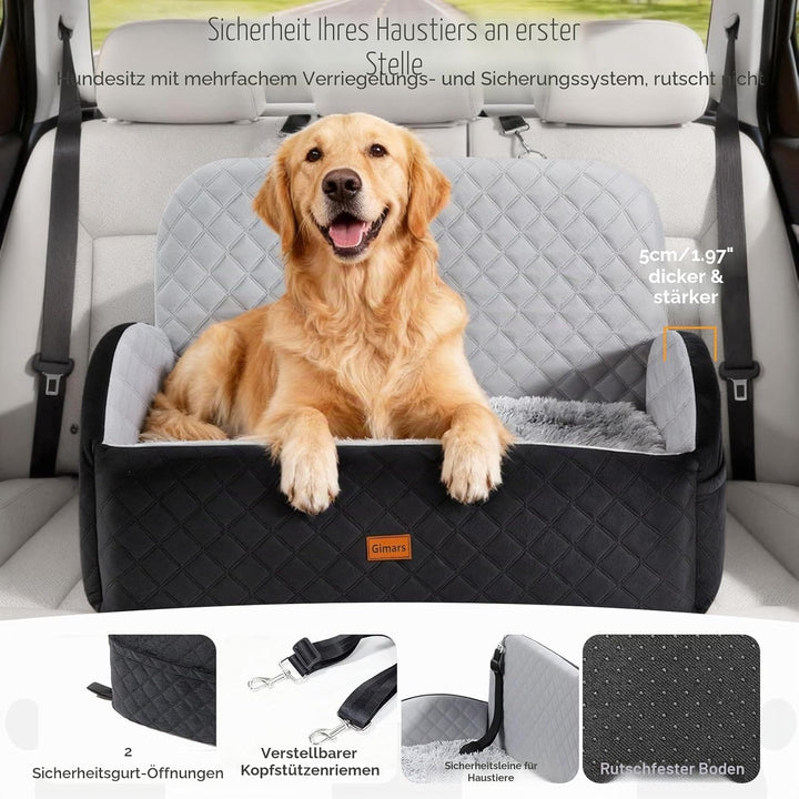 Gimars Wende-Hunde Autositz Mit Lang-/Kurzplüsch Sitzkissen Für Kleine/Mittlere Hunde Bis 27kg, Abne