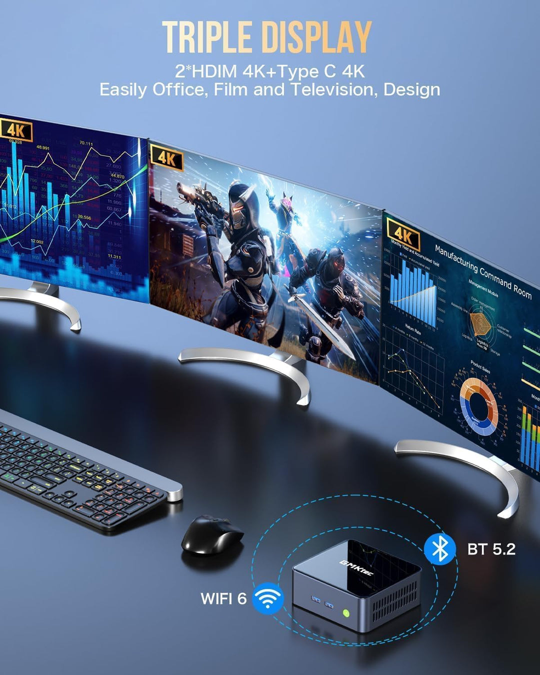 GMKtec Mini PC mit Intel Core i7-1185G7 (bis zu 4,8 GHz), 16 GB DDR4, 1 TB SSD, Desktop-Mini-Compute