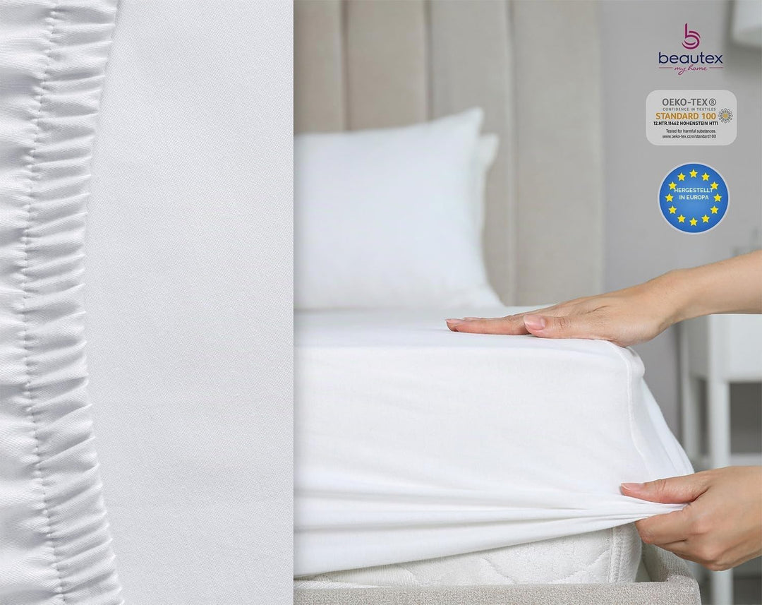 BEAUTEX Spannbetttuch Bettlaken aus Baumwolle, Premium Jersey Stoff 160g/m², Grösse und Farbe wählba