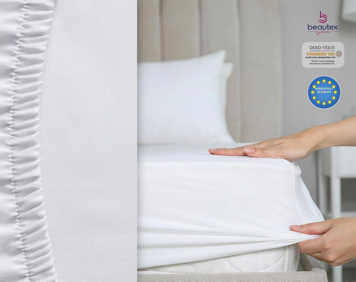 BEAUTEX Spannbetttuch Bettlaken aus Baumwolle, Premium Jersey Stoff 160g/m², Grösse und Farbe wählba