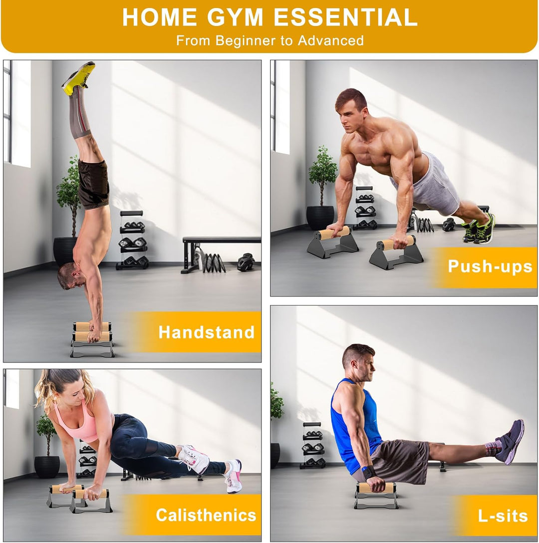Kipika Liegestützstangen, Liegestütz-Ständer, ergonomische Holzgriffe, rutschfeste Gummiunterlage, P