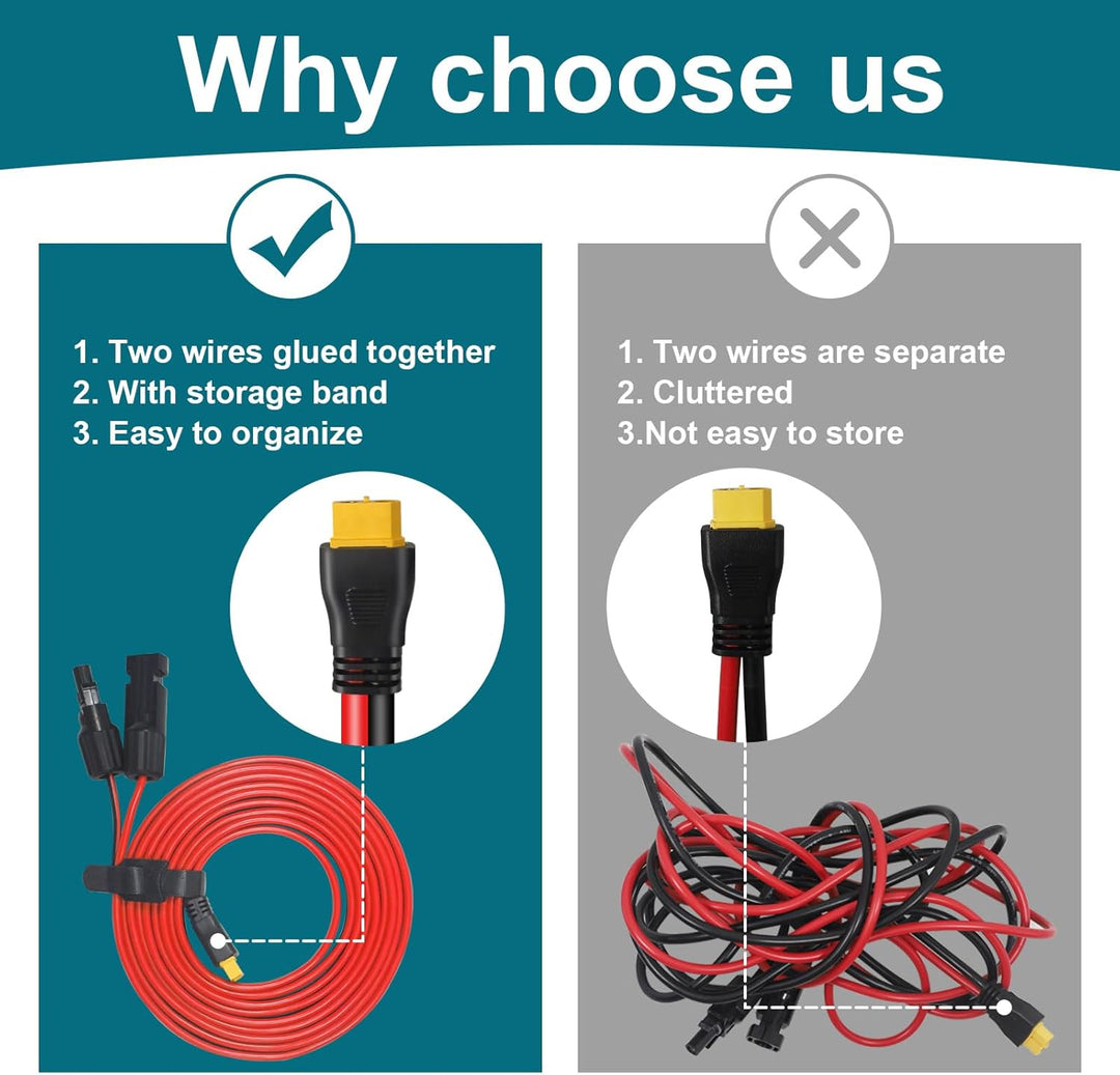 XT60-Stecker, MC4 auf XT60-Verlängerungskabel, 60 cm, XT60-Ladekabel, Solar auf XT60-Kabel, 10 AWG f