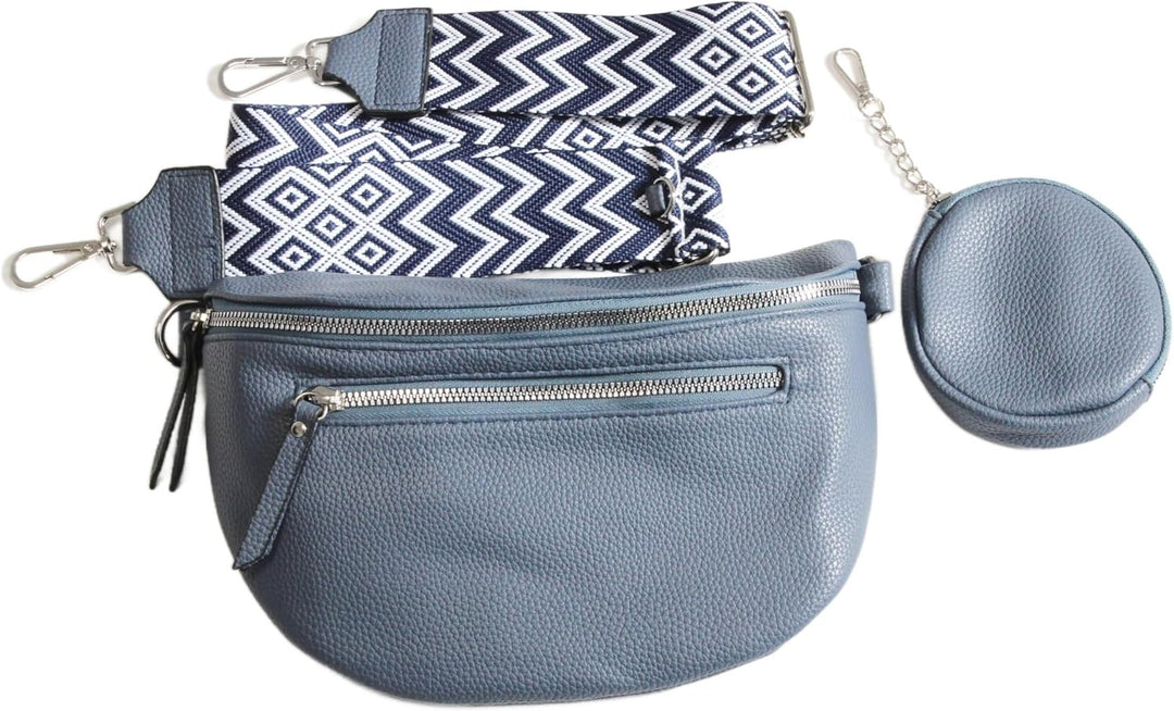 irisaa Umhängetasche Damen Crossbody Bag, 3 in 1 Schultertasche, Bauchtasche mit Reissverschluss und