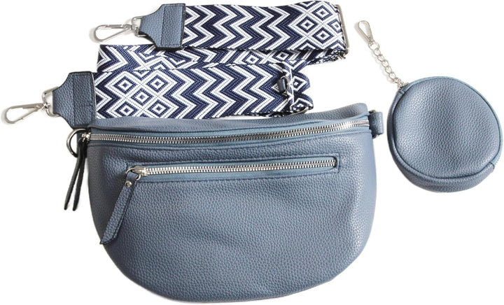 irisaa Umhängetasche Damen Crossbody Bag, 3 in 1 Schultertasche, Bauchtasche mit Reissverschluss und