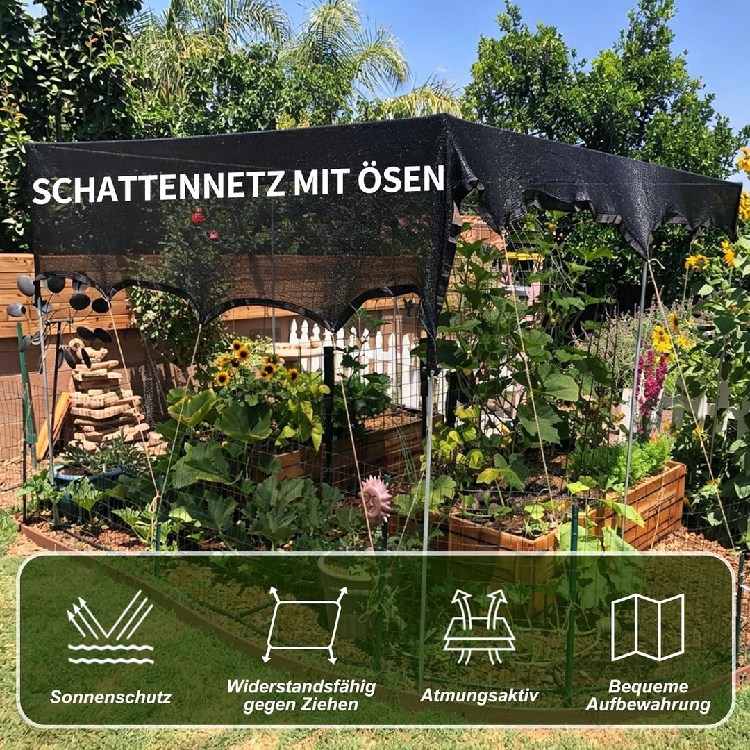 Schattierungsnetz-Atmungsaktiv Schattennetz mit Ösen,80% Shading Rate UV 2x3m Schwarz, 2x3m Schwarz