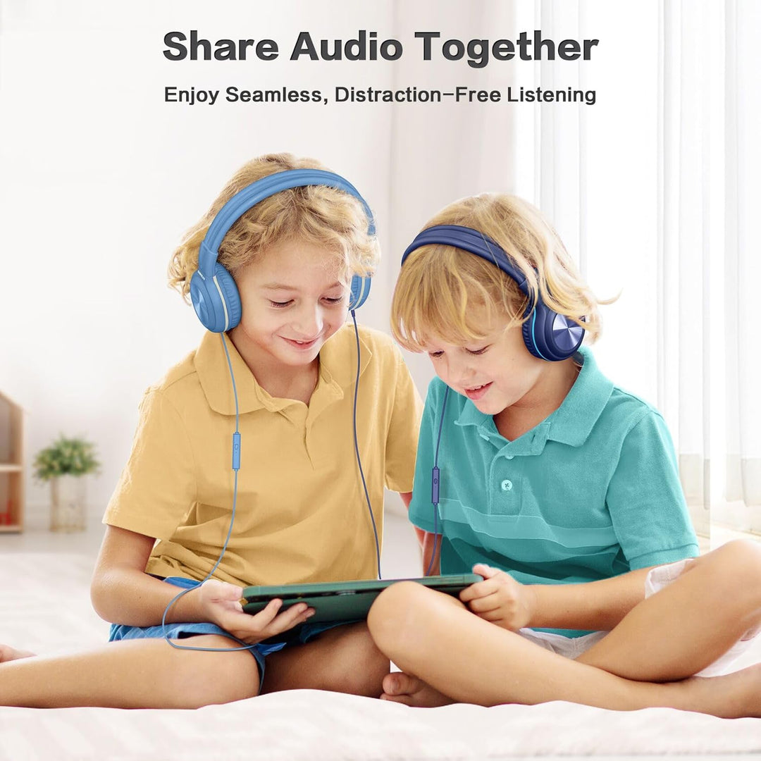 SIMOLIO Kinder-Kopfhörer mit Mikrofon und Lautstärkeregelung, faltbar, kabelgebunden, Stereo, 3,5 mm