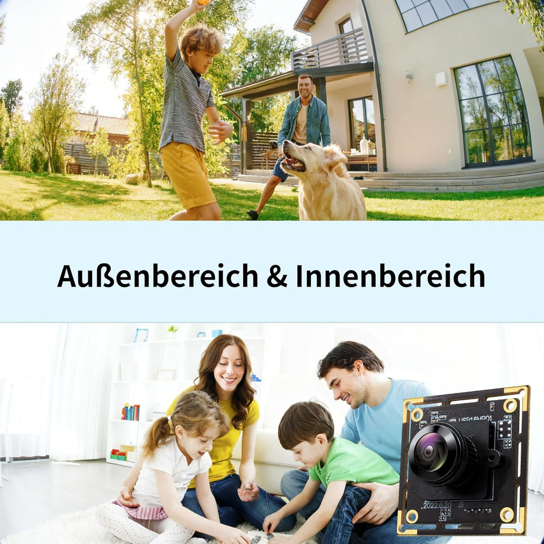 16MP USB Kameramodul mit Fischaugenobjektiv, 180° Weitwinkel, USB 2.0 Webcam UHD 4K, Plug & Play für