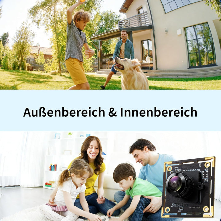16MP USB Kameramodul mit Fischaugenobjektiv, 180° Weitwinkel, USB 2.0 Webcam UHD 4K, Plug & Play für