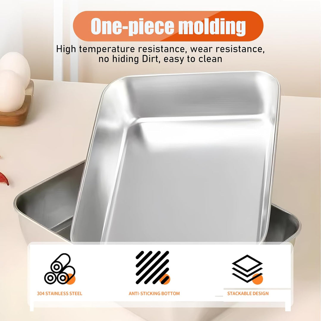 SUNOYA 4 Stück Edelstahl Kastenform, Edelstahl Brotbackform, Eckig Kuchenform Backform 33 X 15 X 6,5