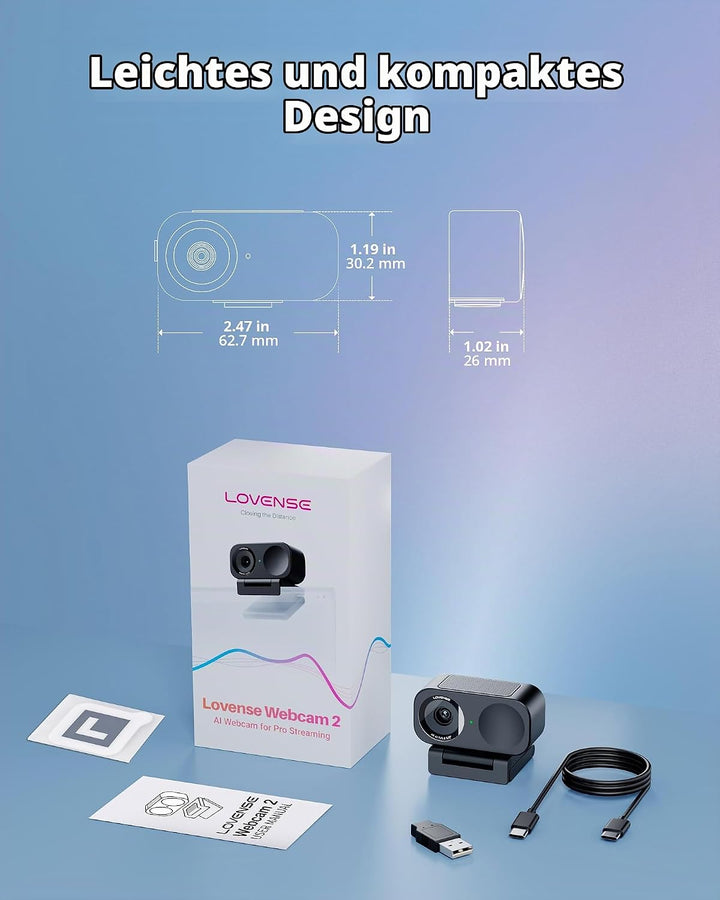 LOVENSE Webcam 2 4K – 1/2"-Sensor, AI-Rauschunterdrückung, True-Focus-Autofokus, automatische Bildau