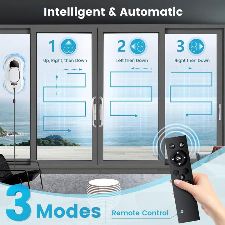 Fensterputzroboter 3000PA Fensterputzer Elektrisch Automatischer Fensterroboter Fensterreiniger Robo