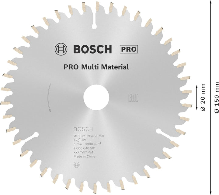 Bosch 1x PRO Multi Material Kreissägeblatt für Netz-Handkreissägen (für Aluminium, Kunststoff, Ø mm,