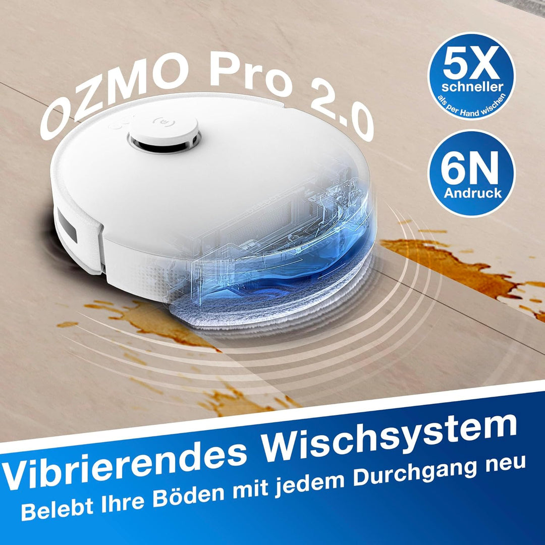 ECOVACS DEEBOT N20 PRO Plus Saugroboter mit Wischfunktion, Automatischer Entleerung Station, 8000Pa