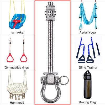 SELEWARE Schaukelhaken Edelstahl M10 x 170mm Gewindelänge, Schaukelhaken Schwerlast Hängesessel, Sch
