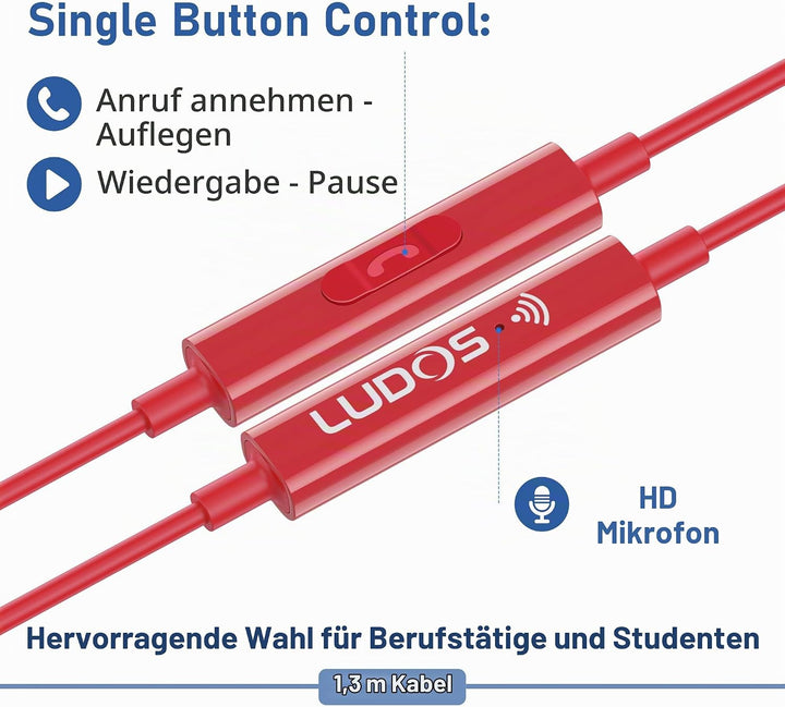 LUDOS FEROX USB C Kopfhörer, 5 Jahre Garantie für iPhone 16 15 Pro Max Plus Samsung Galaxy S24 S23 U