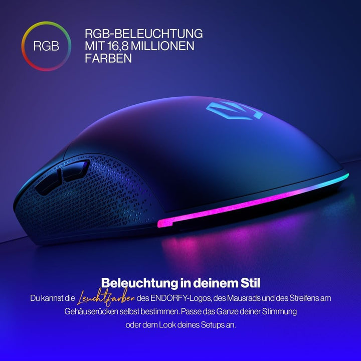 ENDORFY GEM, Leichte Gaming-Maus, Leichte Gaming-Maus (67 g), PixArt PMW3325 Sensor, 8000 DPI, Kailh