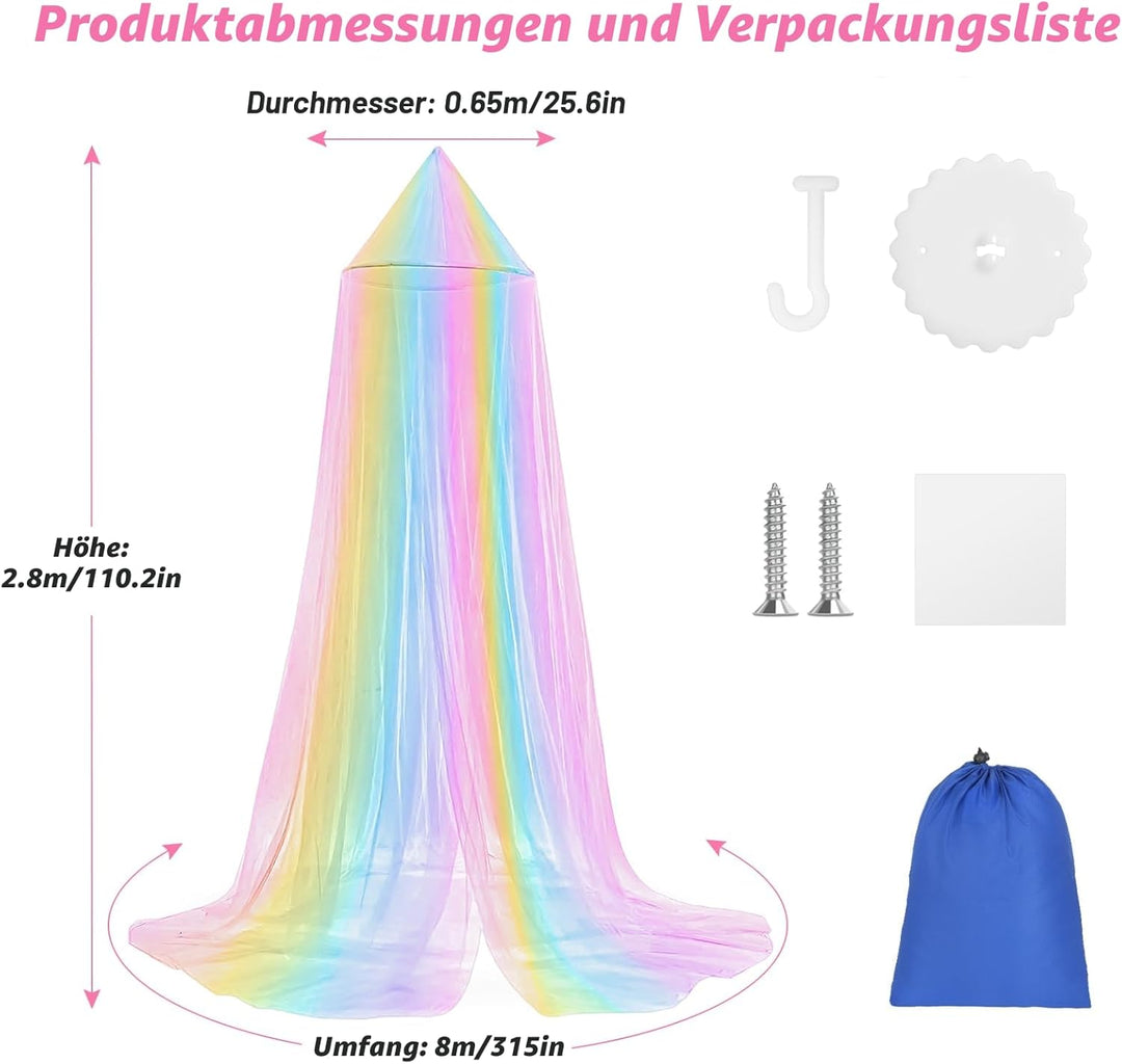 Sublaga Moskitonetz für Bettten, grosses weisses Betthimmel für Mädchen, hängendes Bettnetz, ideal f