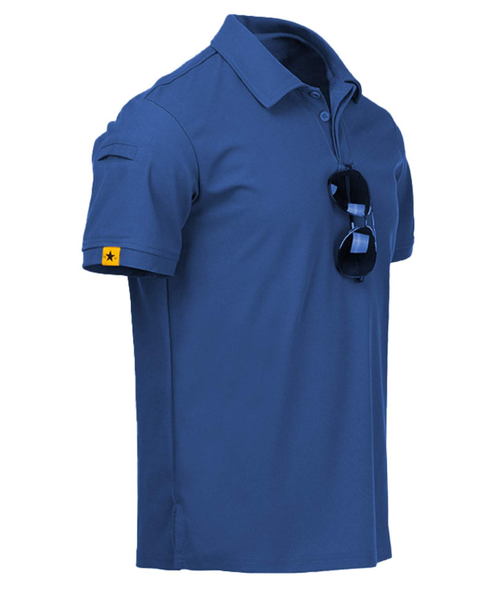 geeksport Poloshirt Herren Golf Kurzarm Freizeit Sport Polo Tennis Tshirts mit Brillenhalter Knopfle