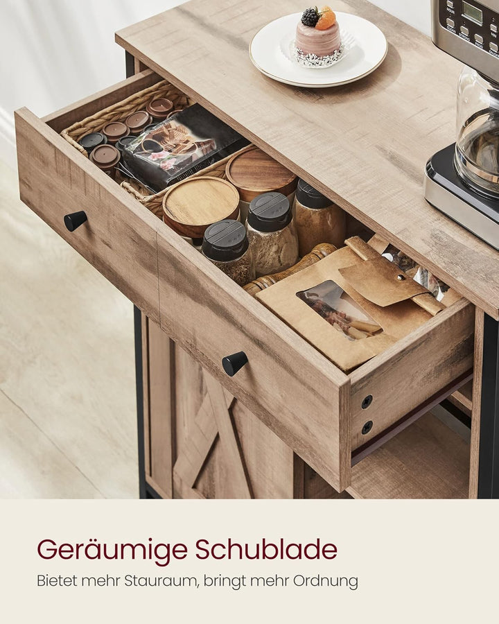 VASAGLE Sideboard, Küchenschrank, Aufbewahrungsschrank, mit Schiebetür, 30 x 70 x 80 cm, verstellbar