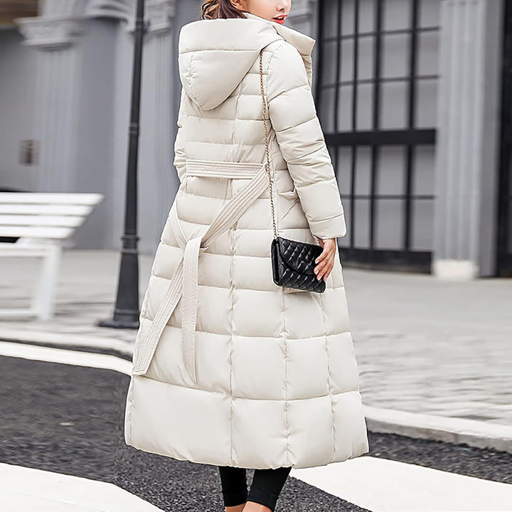 Ansenesna Steppjacke Damen Lang Mit Fellkapuze Winter Elegant Winterjacke Frauen Kapuze Dicke Daunen
